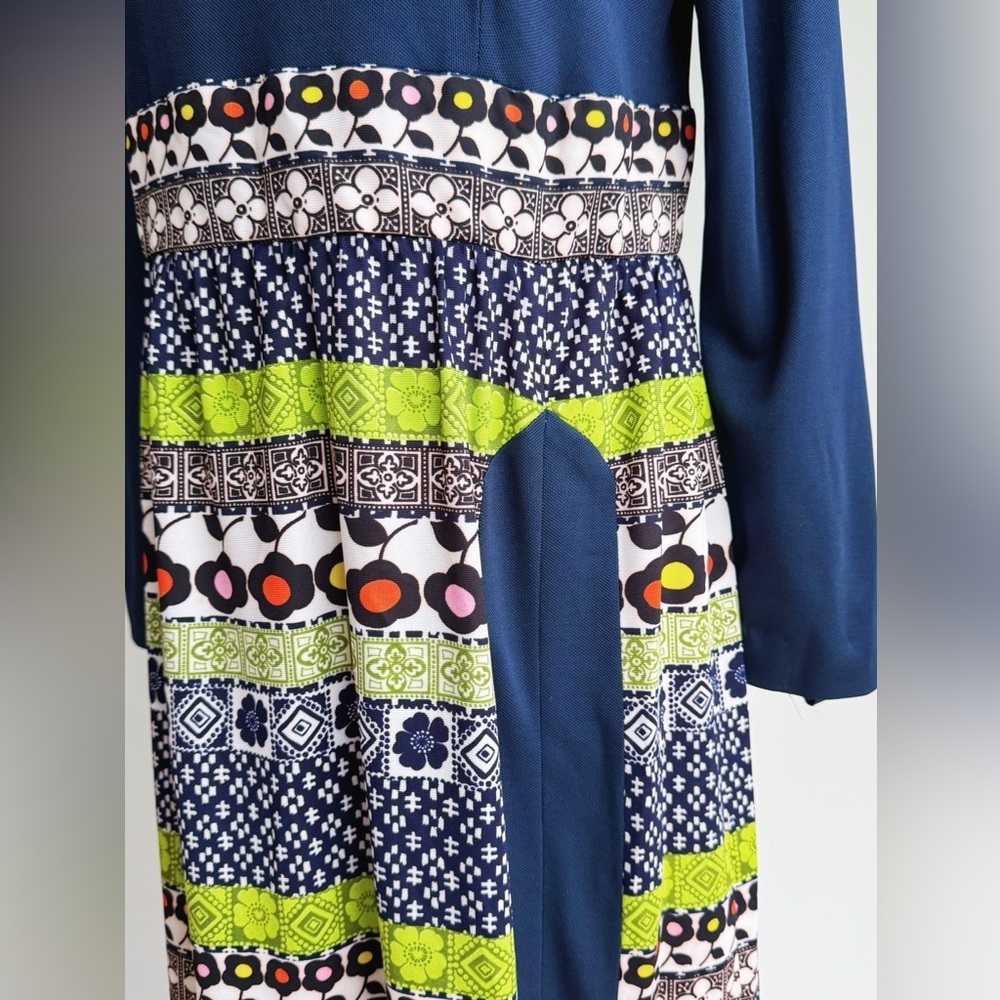 VINTAGE Leslie Fay Mod Maxi Dress 70s Retro Best Fit M/L - Picture 4 of 7